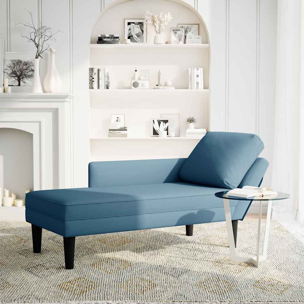 VidaXL Chaise Longue Fluweel Blauw met Kussen & Armleuning - 35% Korting