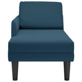 VidaXL Chaise Longue Fluweel Blauw met Kussen & Armleuning - 35% Korting