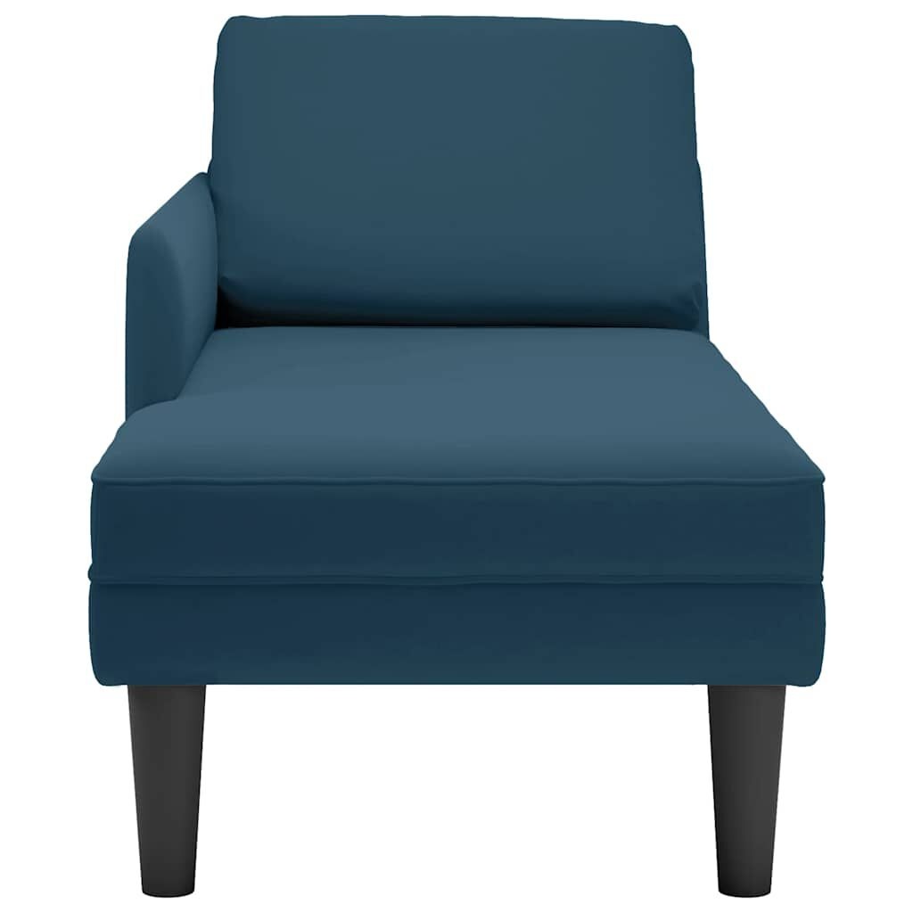 VidaXL Chaise Longue Fluweel Blauw met Kussen & Armleuning - 35% Korting