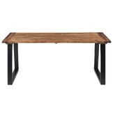 Eettafel 180x90cm Massief Acaciahout met Stalen U-Poten - 55% Korting