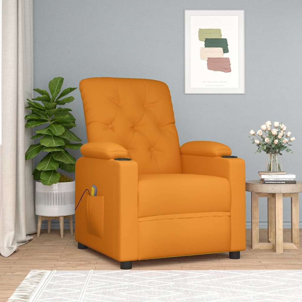 vidaXL Massagestoel stof donkergeel
