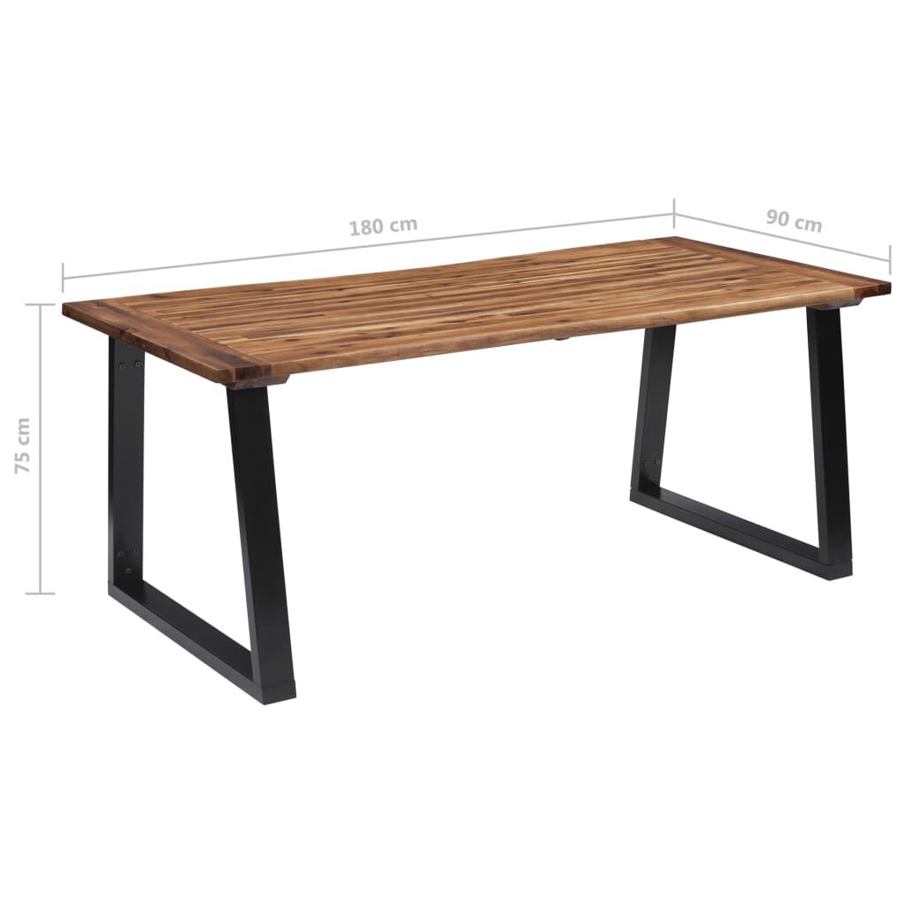 Eettafel 180x90cm Massief Acaciahout met Stalen U-Poten - 55% Korting