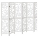 Kamerscherm met 6 panelen, Wit, Paulowniahout - 35% Korting