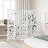 Kamerscherm met 6 panelen, Wit, Paulowniahout - 35% Korting