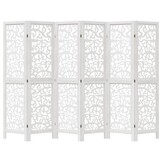 Kamerscherm met 6 panelen, Wit, Paulowniahout - 35% Korting