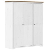 vidaXL Kledingkast BODO Grenenhout Wit/Bruin - 146x53,5x173 cm - 55% Korting