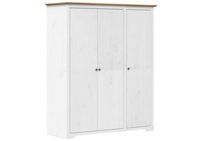 vidaXL Kledingkast BODO Grenenhout Wit/Bruin - 146x53,5x173 cm - 55% Korting