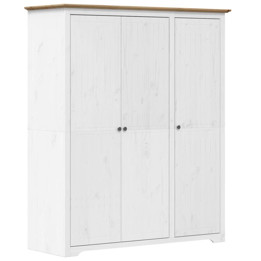 vidaXL Kledingkast BODO Grenenhout Wit/Bruin - 146x53,5x173 cm - 55% Korting
