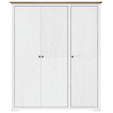 vidaXL Kledingkast BODO Grenenhout Wit/Bruin - 146x53,5x173 cm - 55% Korting
