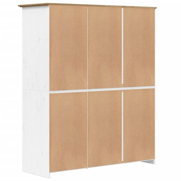 vidaXL Kledingkast BODO Grenenhout Wit/Bruin - 146x53,5x173 cm - 55% Korting