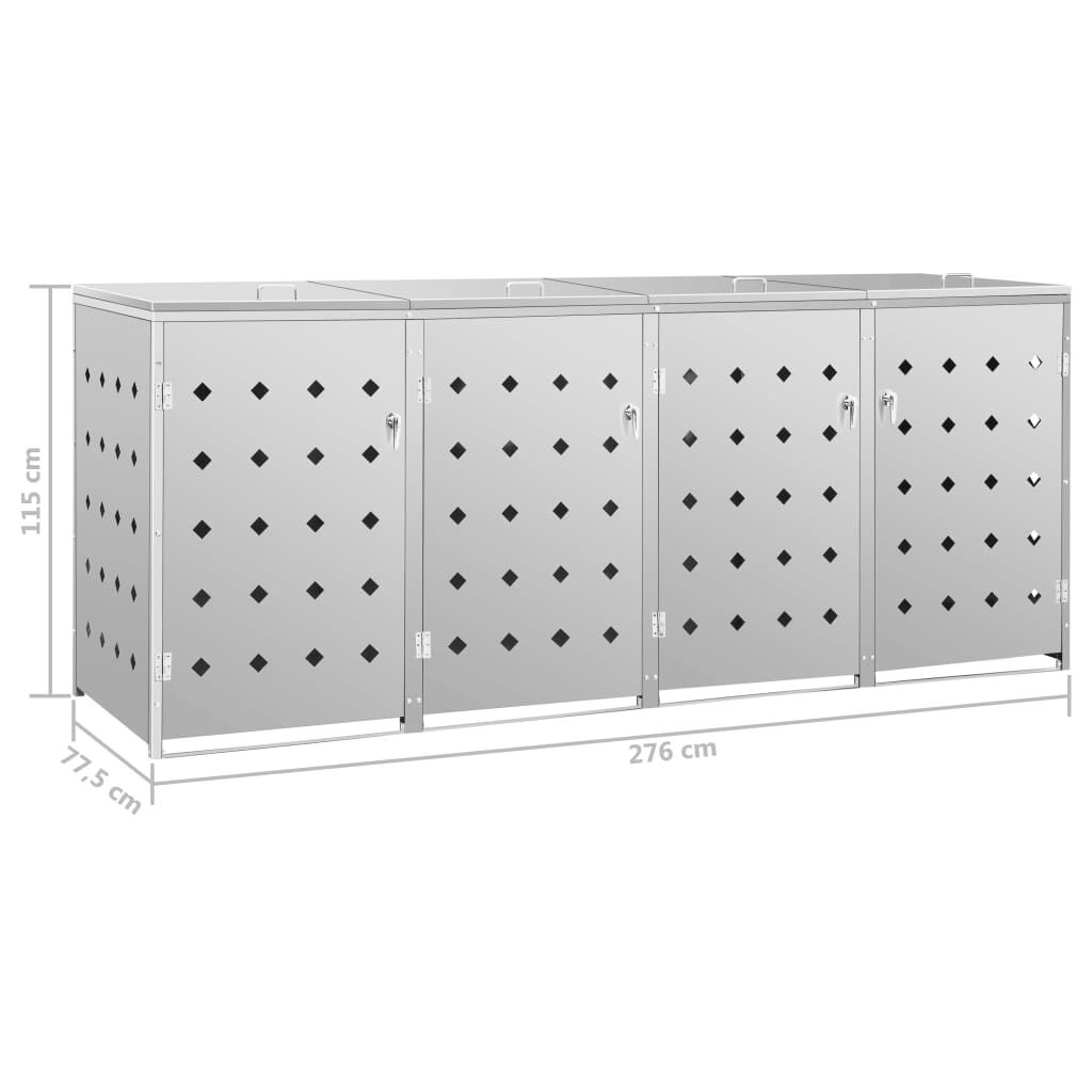 vidaXL Containerberging vierdubbel 240 L roestvrij staal