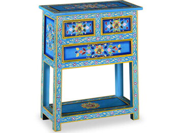 vidaXL Dressoir met lades handgeschilderd massief mangohout turquoise