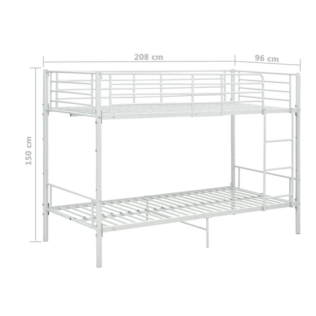vidaXL Stapelbed metaal wit 90x200 cm