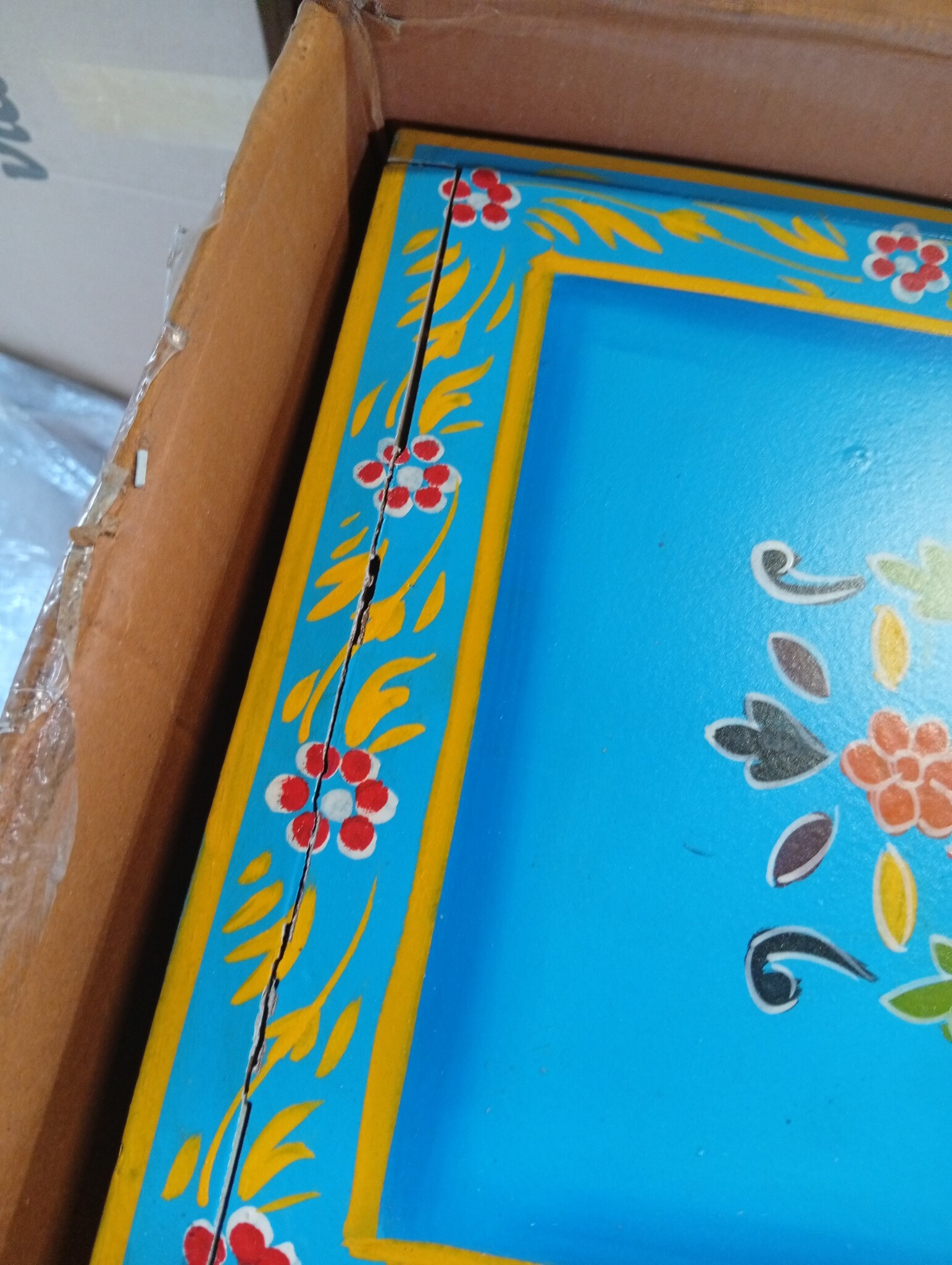 vidaXL Dressoir met lades handgeschilderd massief mangohout turquoise