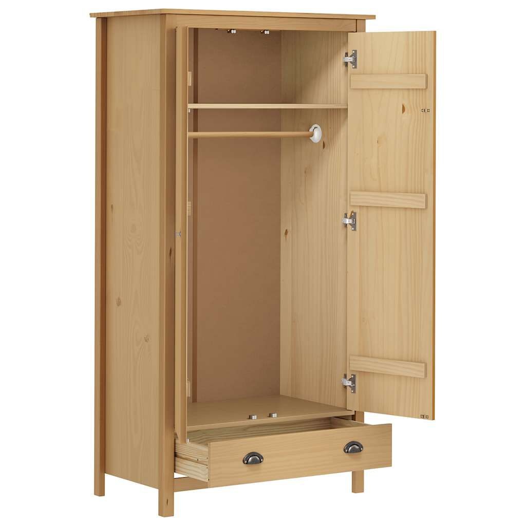 vidaXL Kledingkast Hill 2 deuren 89x50x170 cm massief grenenhout