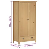 vidaXL Kledingkast Hill 2 deuren 89x50x170 cm massief grenenhout