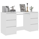 vidaXL Schrijftafel 140x50x77 cm bewerkt hout wit