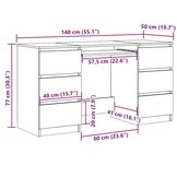 vidaXL Schrijftafel 140x50x77 cm bewerkt hout wit