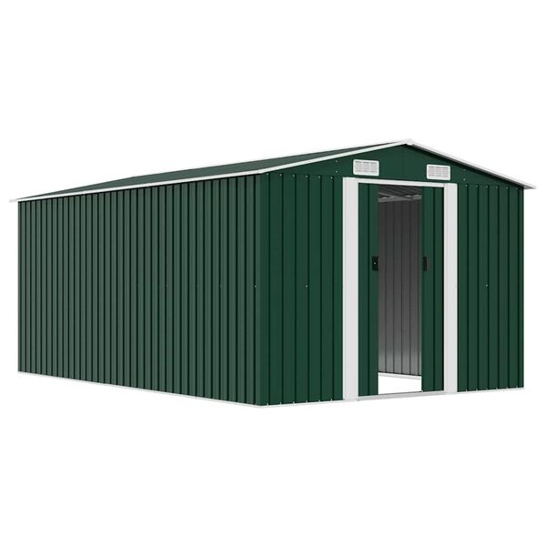vidaXL Tuinschuur 257x392x181 cm metaal groen