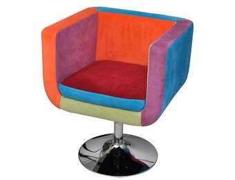 vidaXL Stoel met patchwork motief kubus stof