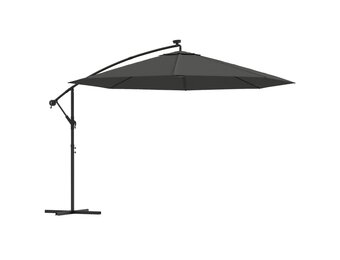 vidaXL Zweefparasol met LED-verlichting metalen paal 350 cm antraciet