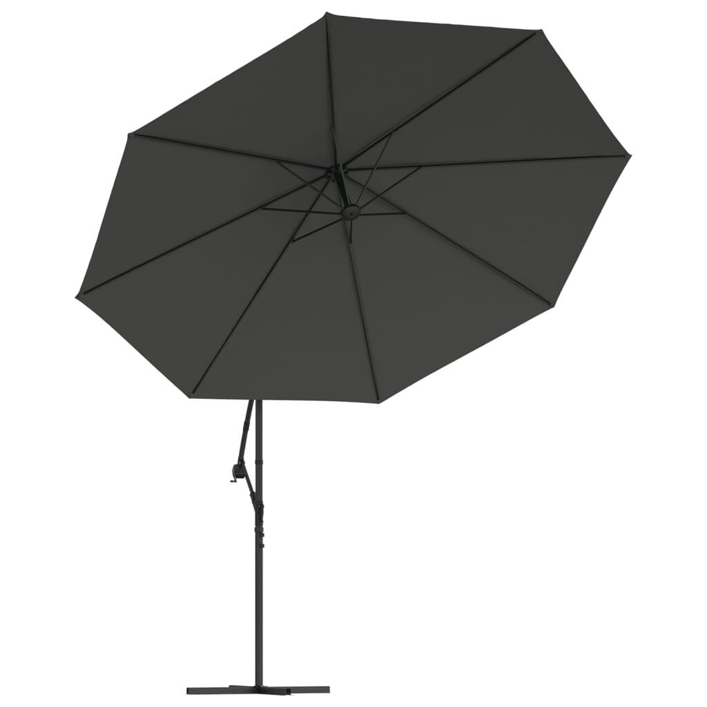 vidaXL Zweefparasol met LED-verlichting metalen paal 350 cm antraciet