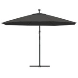 vidaXL Zweefparasol met LED-verlichting metalen paal 350 cm antraciet