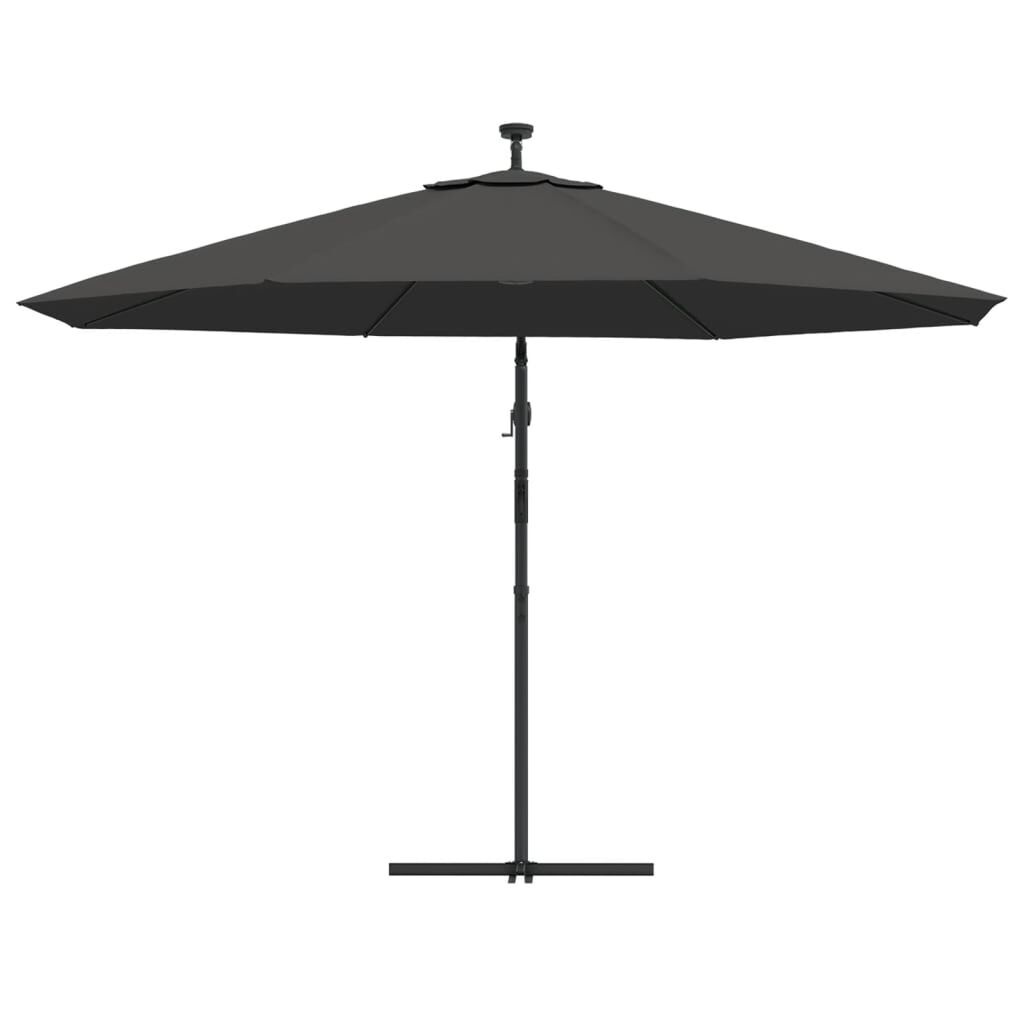 vidaXL Zweefparasol met LED-verlichting metalen paal 350 cm antraciet