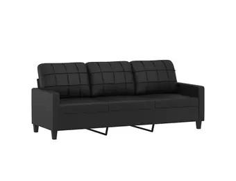 vidaXL Driezitsbank 180 cm kunstleer zwart