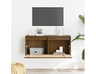vidaXL Wandkast 80x30x35 cm massief grenenhout honingbruin