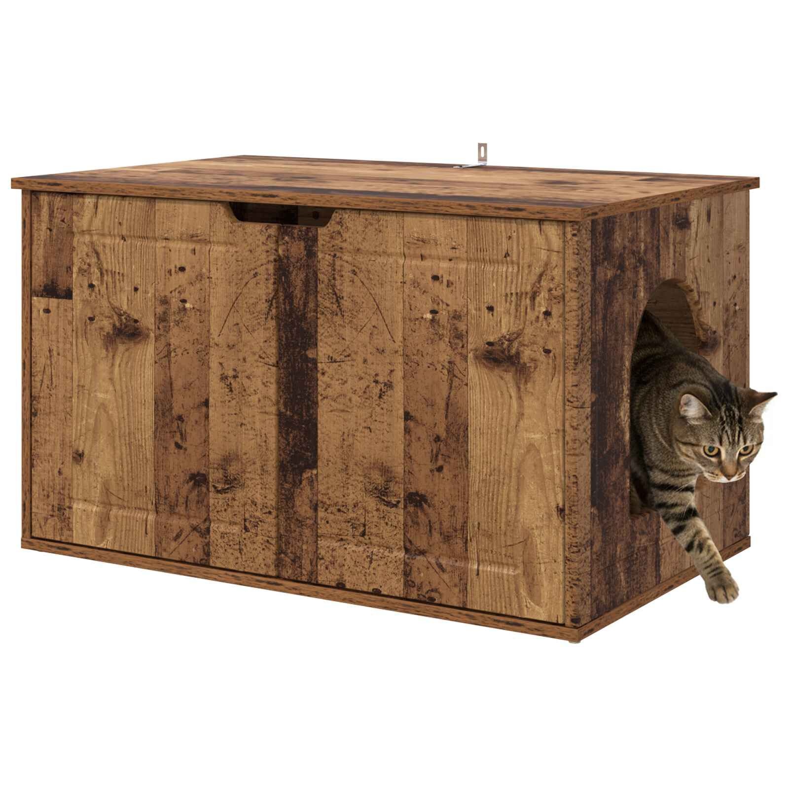 vidaXL Kattenhuis Oudhout 85 x 55 x 50,5 cm Bewerkt hout