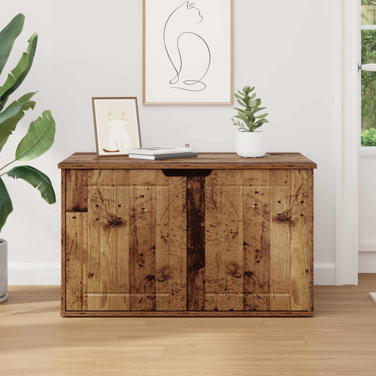 vidaXL Kattenhuis Oudhout 85 x 55 x 50,5 cm Bewerkt hout