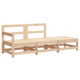 vidaXL 3-delige Loungeset met kussens massief hout