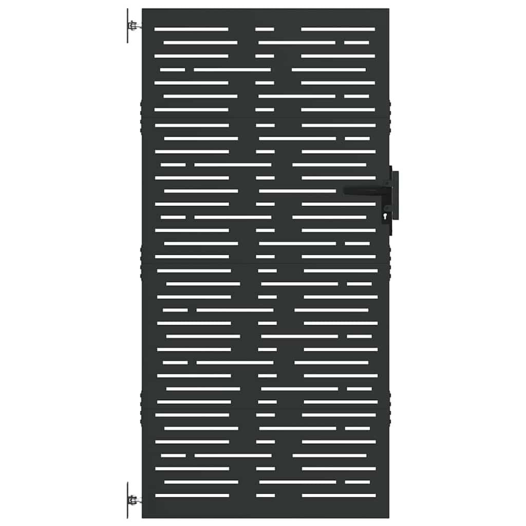 vidaXL Tuinpoort 85 x 200 cm Poedergecoat staal Zwart Vergrendelbaar