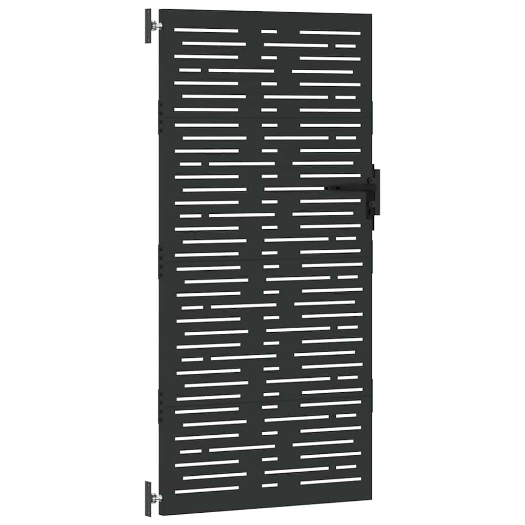vidaXL Tuinpoort 85 x 200 cm Poedergecoat staal Zwart Vergrendelbaar