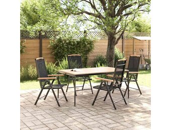 vidaXL Tuinstoelen inklapbaar 4 st aluminium en textileen zwart