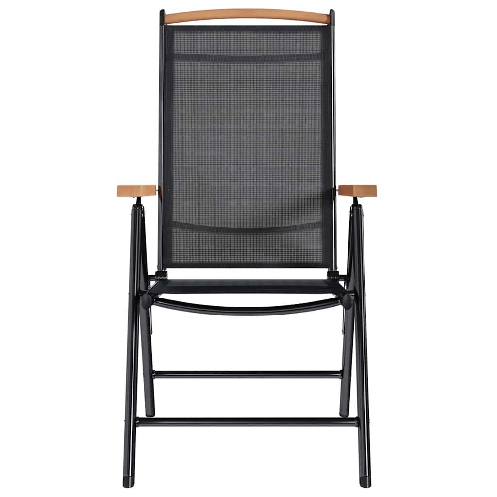 vidaXL Tuinstoelen inklapbaar 4 st aluminium en textileen zwart