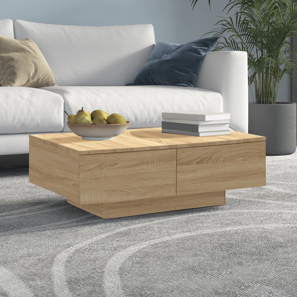 vidaXL Salontafel 90x60x31 cm bewerkt hout sonoma eikenkleurig