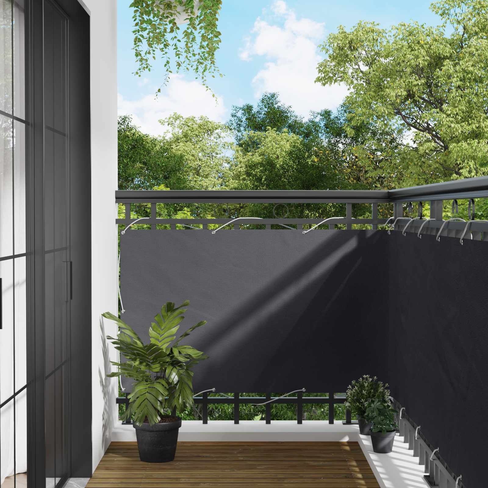 vidaXL Balkon Scherm 100 x 300 cm Oxford Stof Rechthoekig Antraciet