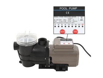 vidaXL Zwembadpomp met timer 0,25 pk 8000 L/u zwart