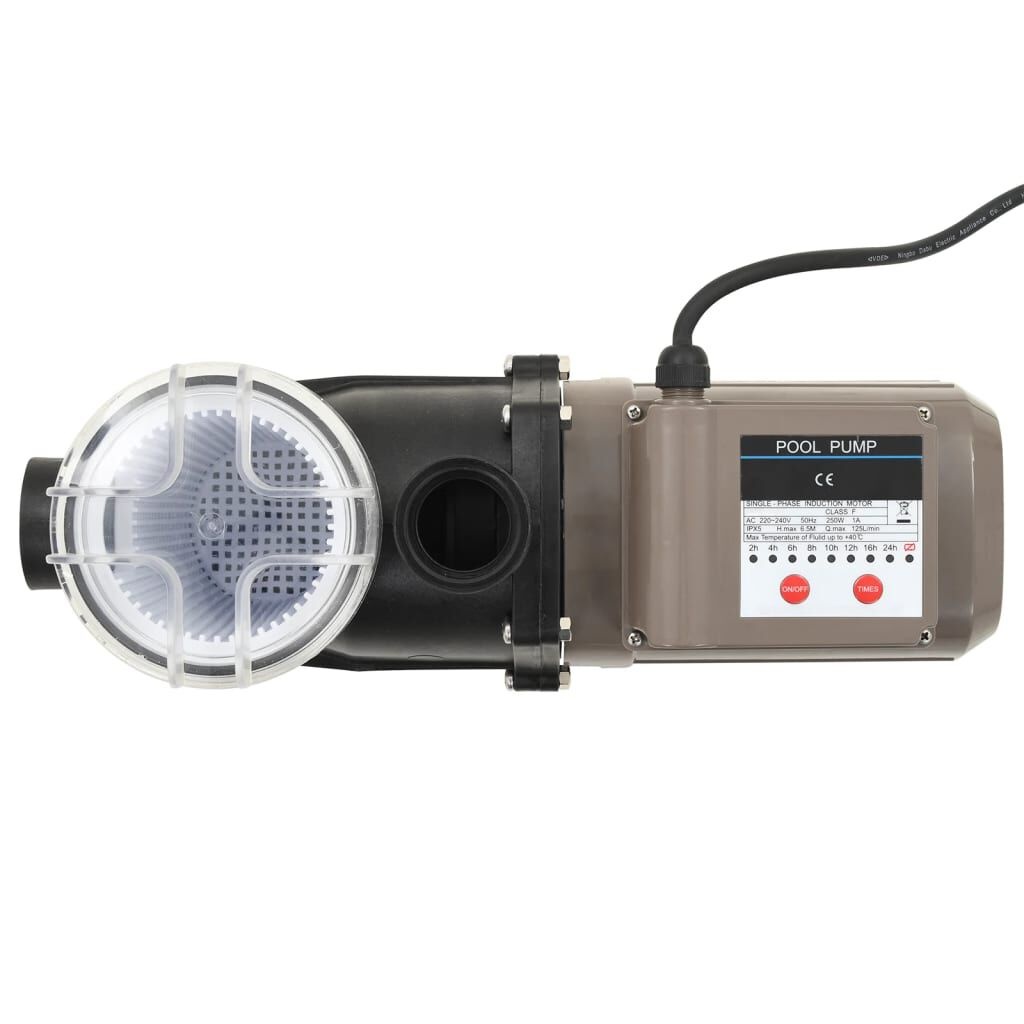 vidaXL Zwembadpomp met timer 0,25 pk 8000 L/u zwart