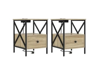 vidaXL Nachtkastje 2 st Sonoma Eiken 41,5 x 40,5 x 55 cm Bewerkt hout