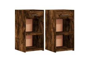 VidaXL Nachtkastjes 2 stuks 35x34x65 cm Bewerkt Hout - Gerookt Eikenkleurig (34% Korting)
