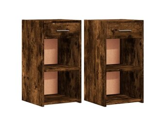 vidaXL Nachtkastjes 2 st 35x34x65 cm bewerkt hout gerookt eikenkleurig
