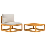 vidaXL 2-delige Loungeset met kussens massief acaciahout