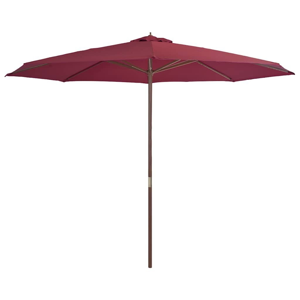 vidaXL Parasol met houten paal 350 cm bordeauxrood