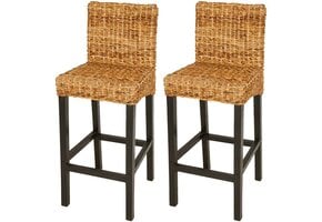 VidaXL Barkrukken Set van 2 Abaca & Mahoniehout - 55% Korting