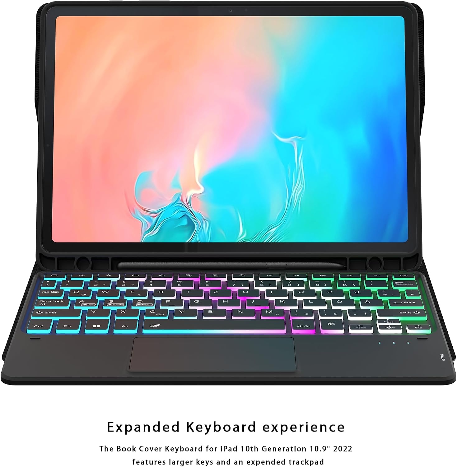 Toetsenbordhoes Samsung Galaxy Tab S9 11 inch met Trackpad, Verlichting, QWERTZ, S Pen Houder, Magnetisch, Afneembaar & Verstelbare Standaard