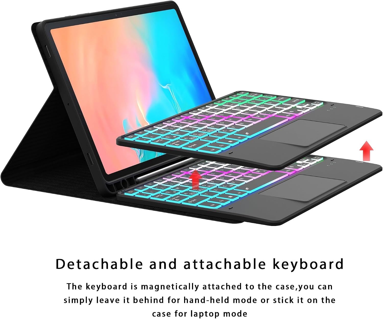 Toetsenbordhoes Samsung Galaxy Tab S9 11 inch met Trackpad, Verlichting, QWERTZ, S Pen Houder, Magnetisch, Afneembaar & Verstelbare Standaard