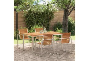 Eettafel 150x90 cm Massief Teakhout & RVS - 41% Korting!